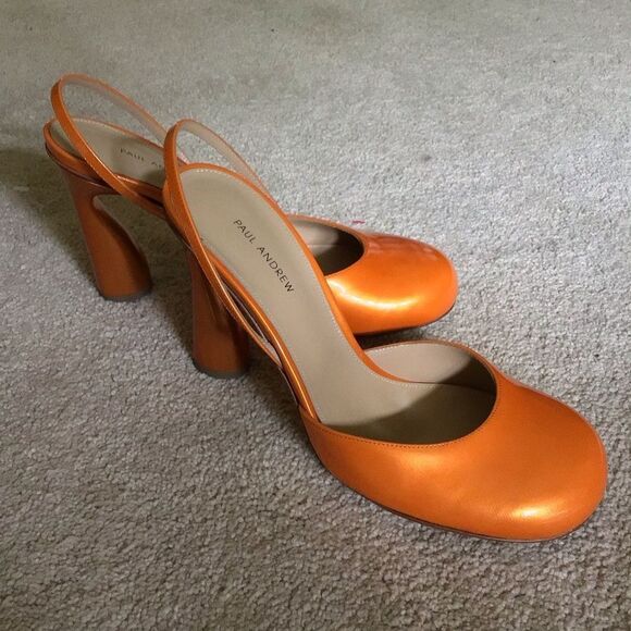 NWOT PAUL ANDREW Tangerine Round Toe Slingback Pump - Picture 7 of 14
